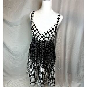 Calvin Klein Polka Dot Fit Flare Sun Dress Black White Women Strap Designer NWOT